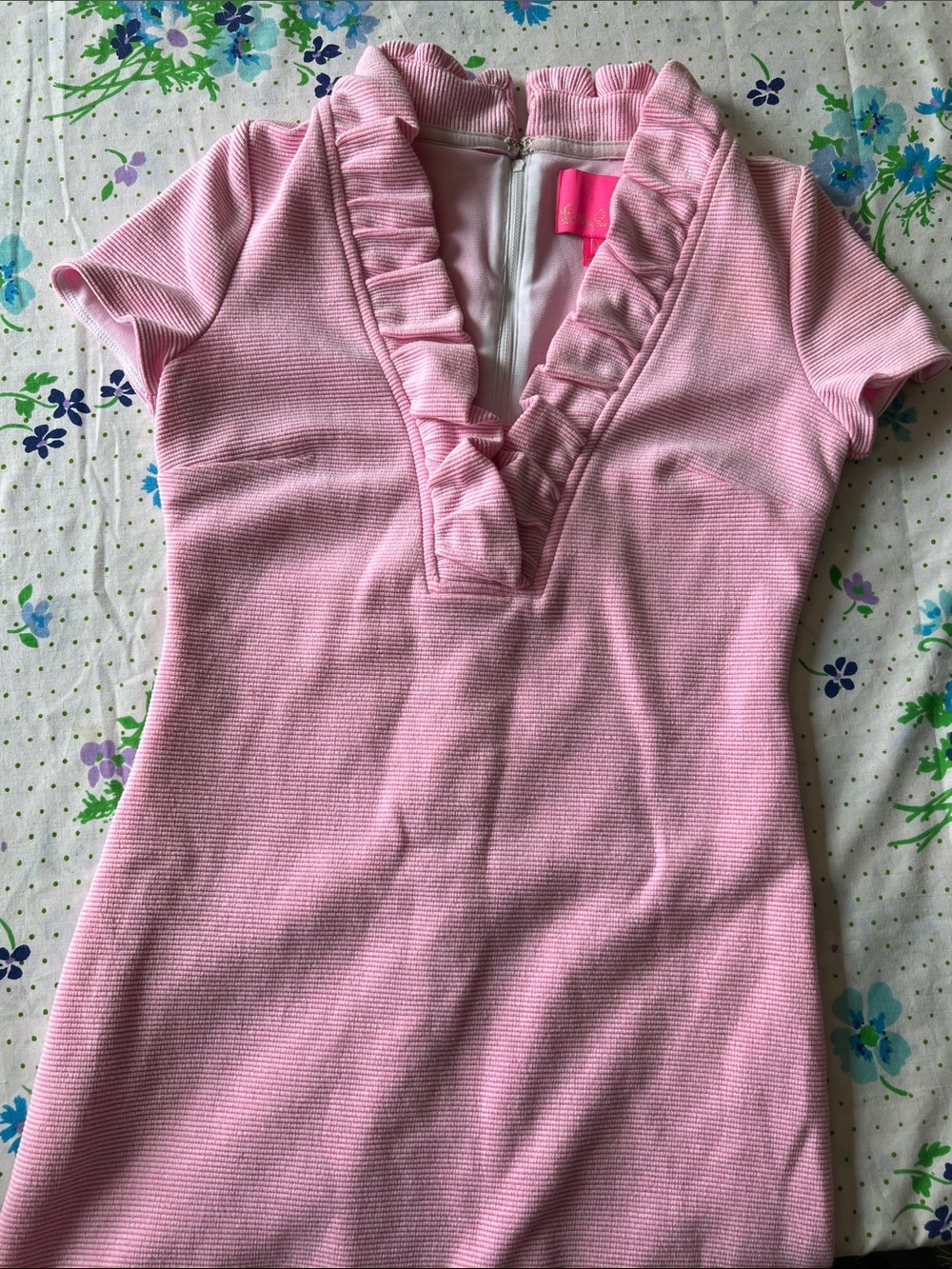 Lilly Pulitzer Knit Ruffle V-Neck Dress Striped - XXS